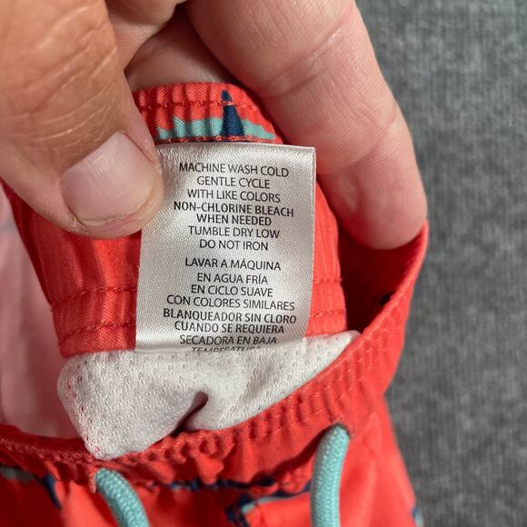 C/Y/A Swim Shorts Men's Medium Orange Shark Geometric Allover Lined Drawstring - Picture 9 of 12